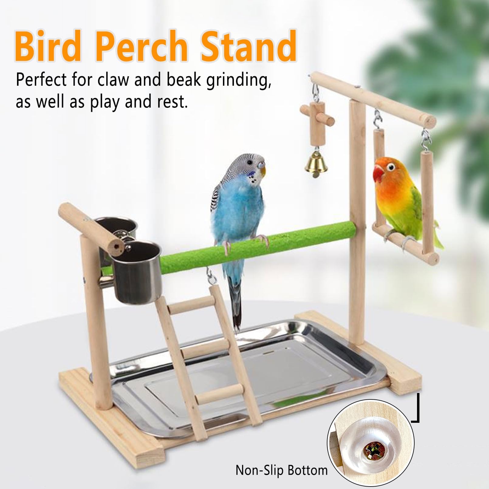 Acsist aves parque de juego bandeja inferior fácil de limpiar