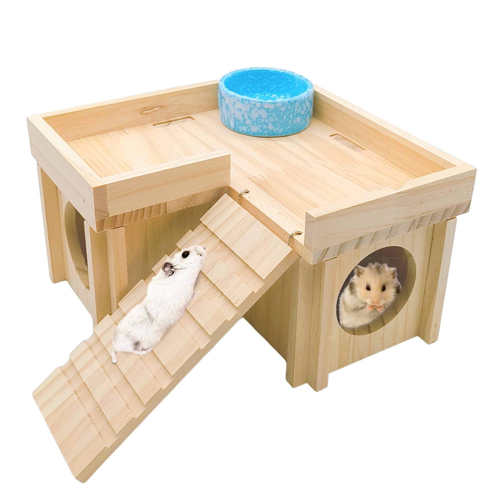 Acsist casa de madera para hamster, refugio seguro y cómodo para descansar.