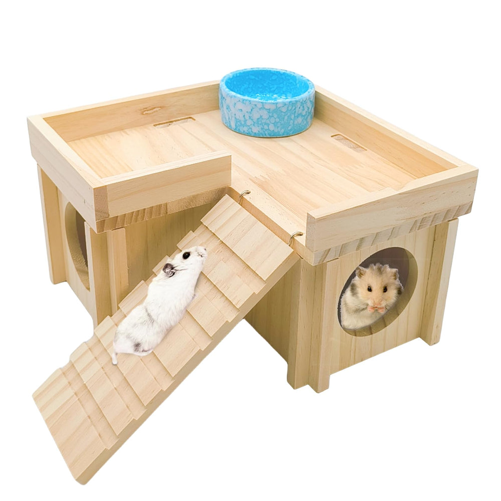 Acsist casa de madera para hamster, refugio seguro y cómodo para descansar.
