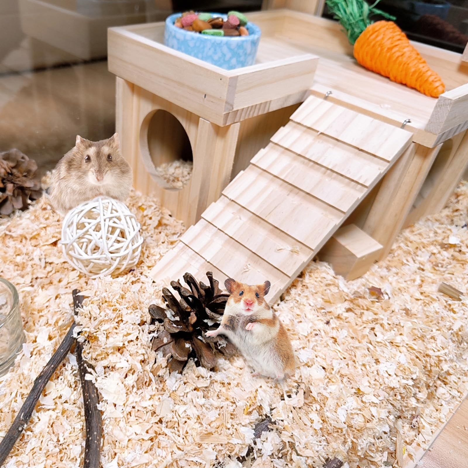 Acsist escalera para hamster, acceso fácil al área superior.
