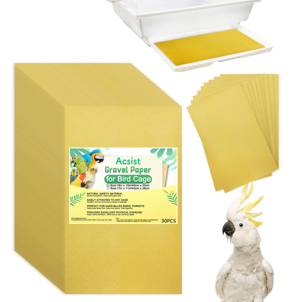 Acsist papel grava para jaula de aves, corte preciso y limpieza rápida.