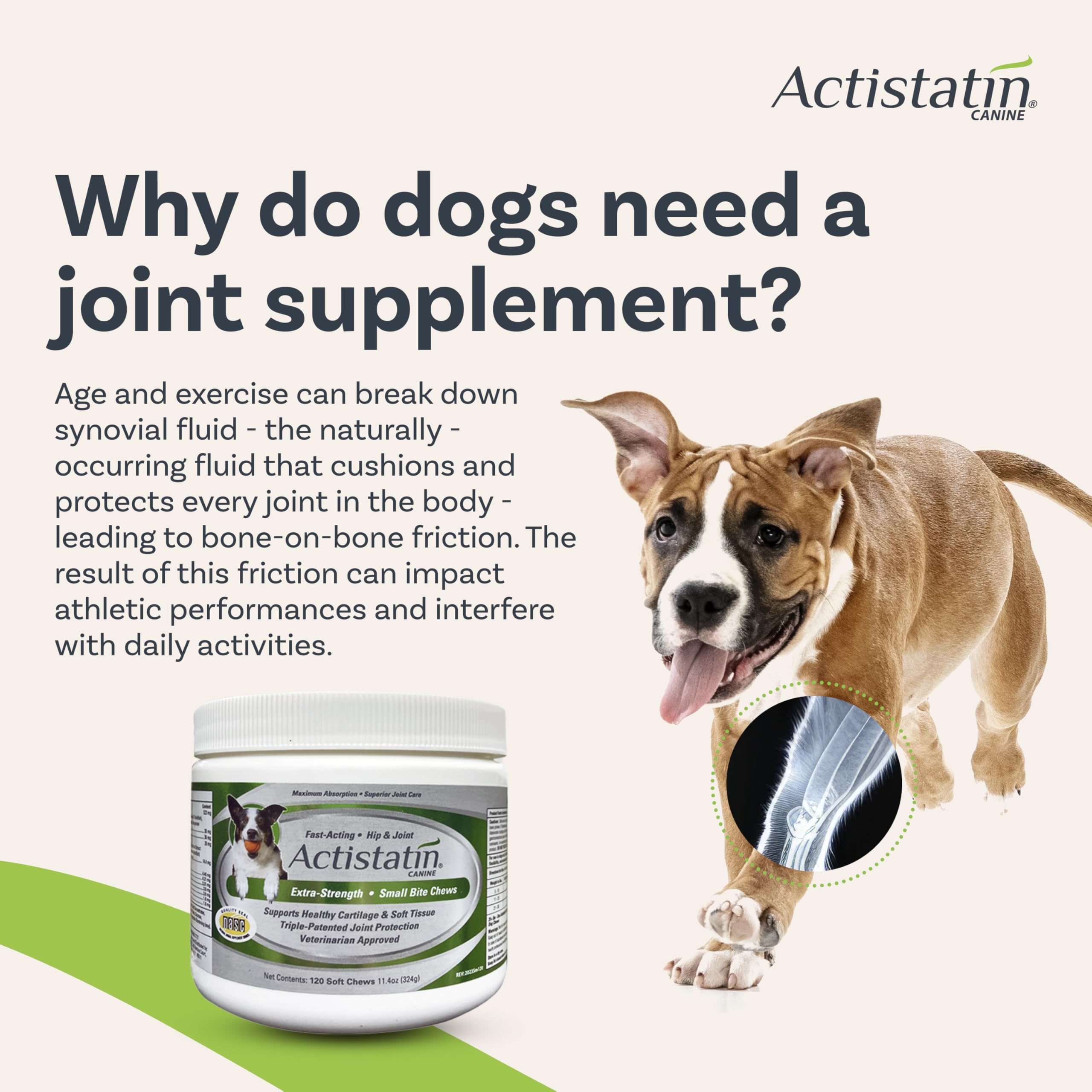 Actistatin con glucosamina y condroitina, ingredientes clave para articulaciones sanas.