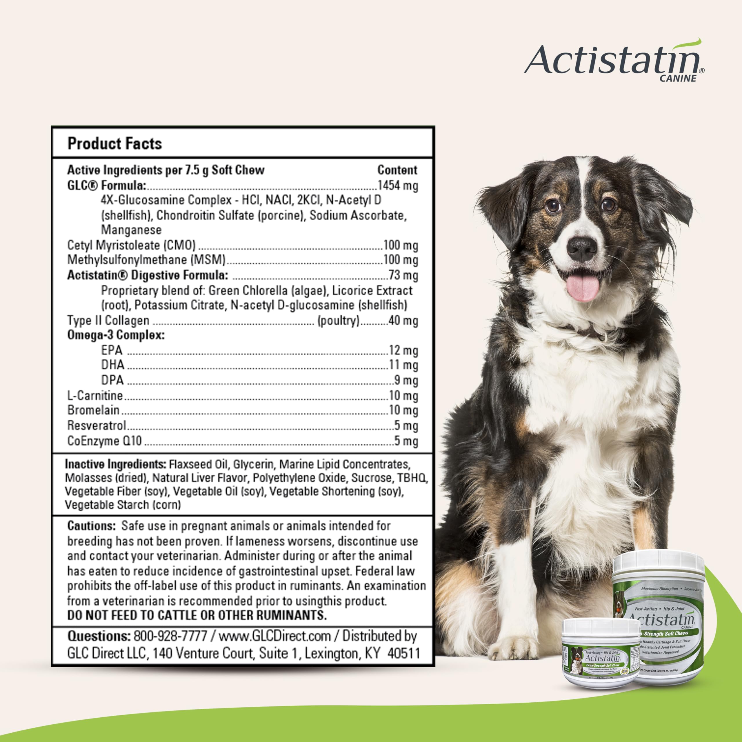 Actistatin: ingredientes clave glucosamina, condroitina y MSM para flexibilidad.