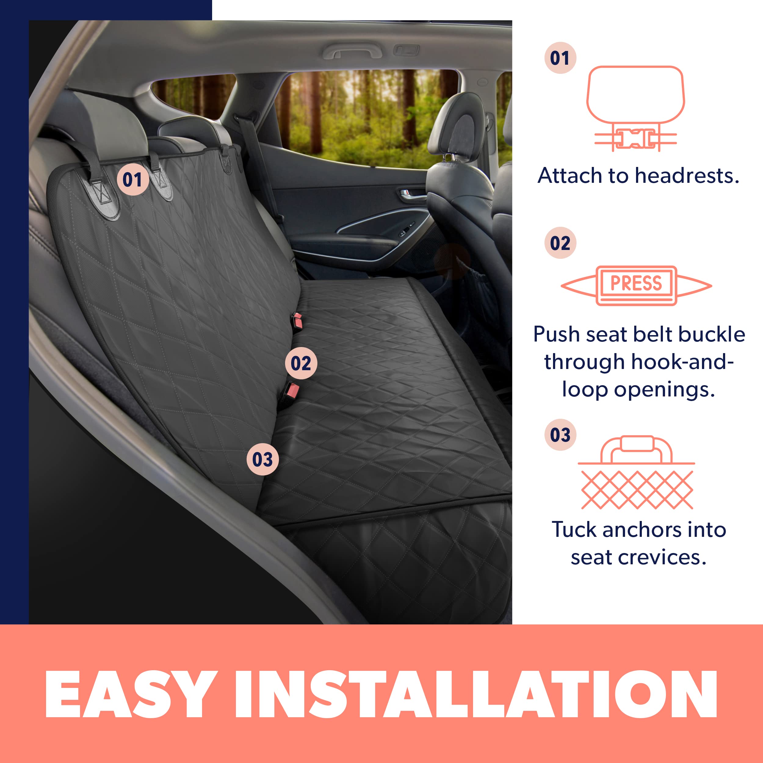 Active Pets cubierta de asiento trasero impermeable para coche, protección duradera