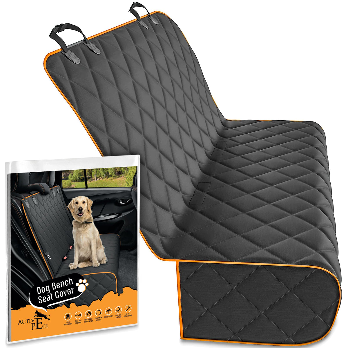 Active Pets funda de asiento trasero para perros naranja protege contra barro y suciedad