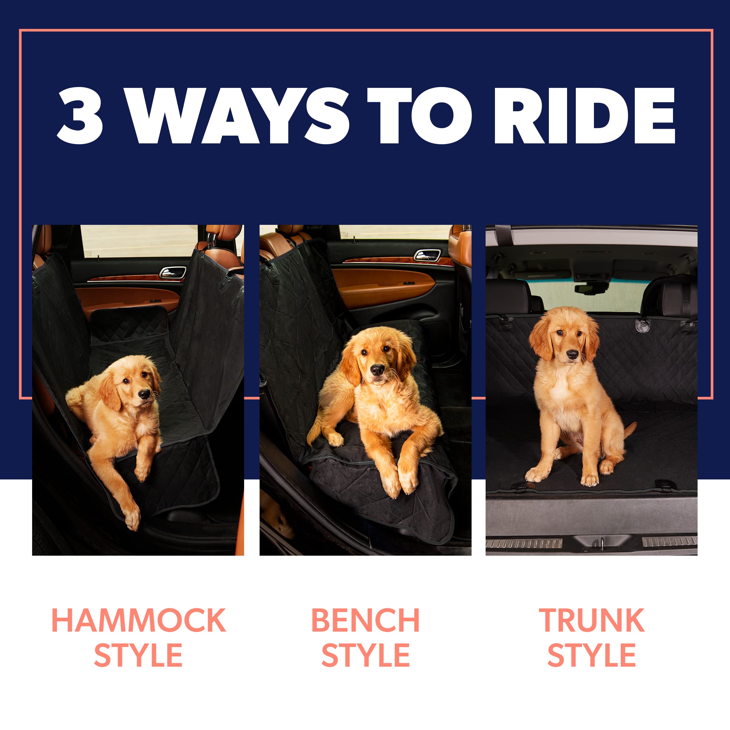 Active Pets funda para asiento trasero, perro con tela Oxford 600D, alta durabilidad