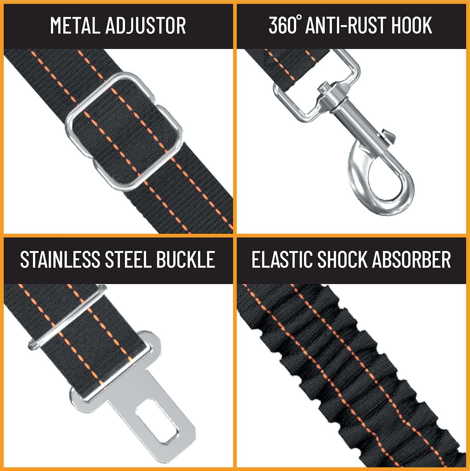 Active Pets Hebillas y ganchos reforzados de acero inoxidable para durabilidad.