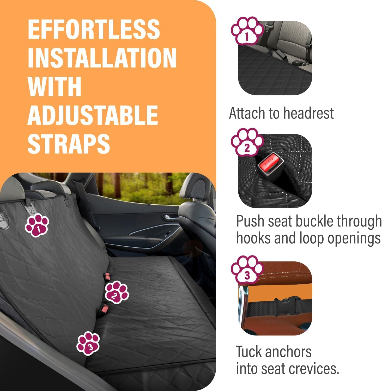 Active Pets naranja XL cubre asientos impermeable 600D Oxford para uso diario.
