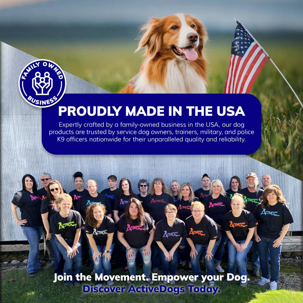 ActiveDogs correa hecha en Estados Unidos para durabilidad y calidad.