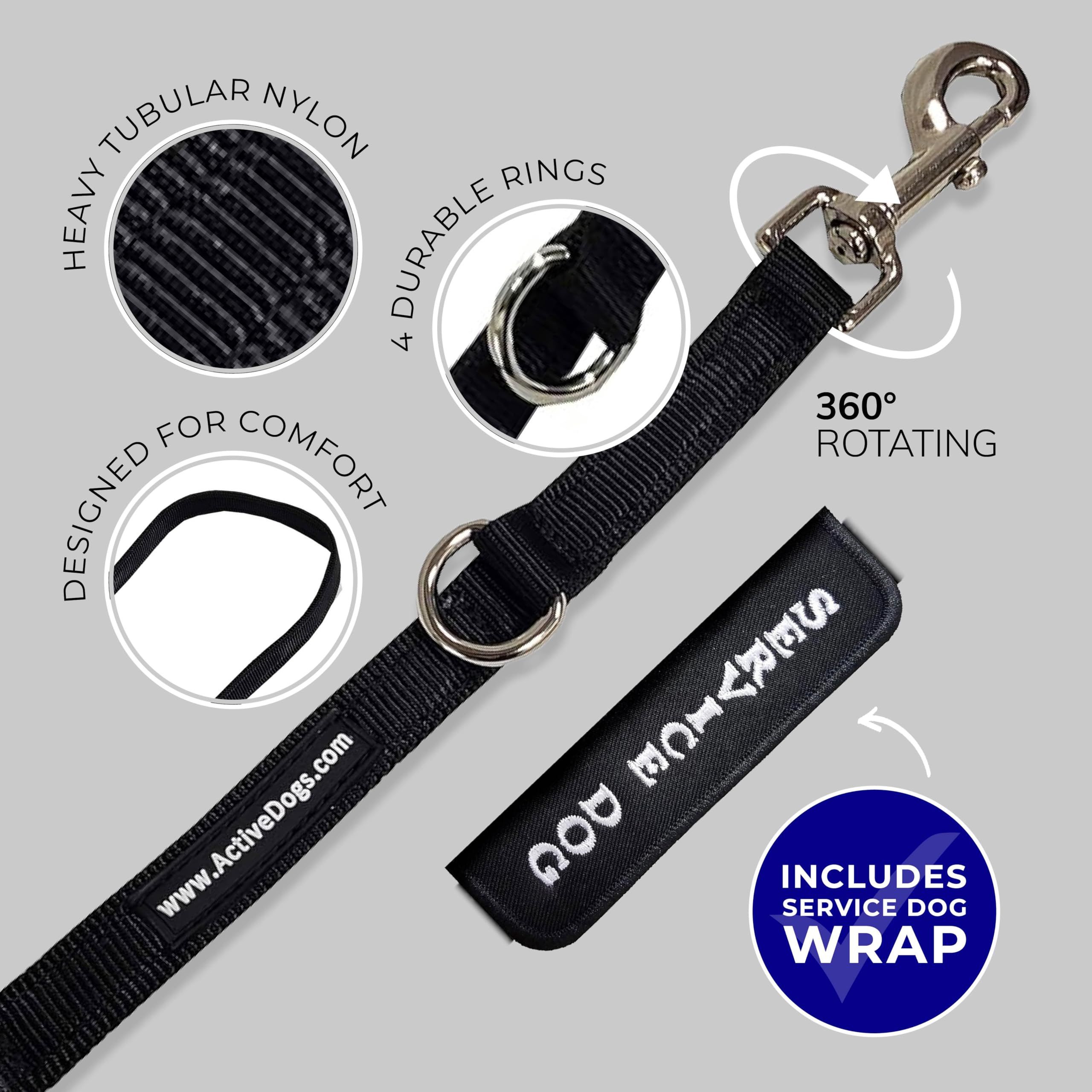 ActiveDogs correa nylon costuras dobles fiabilidad diaria.