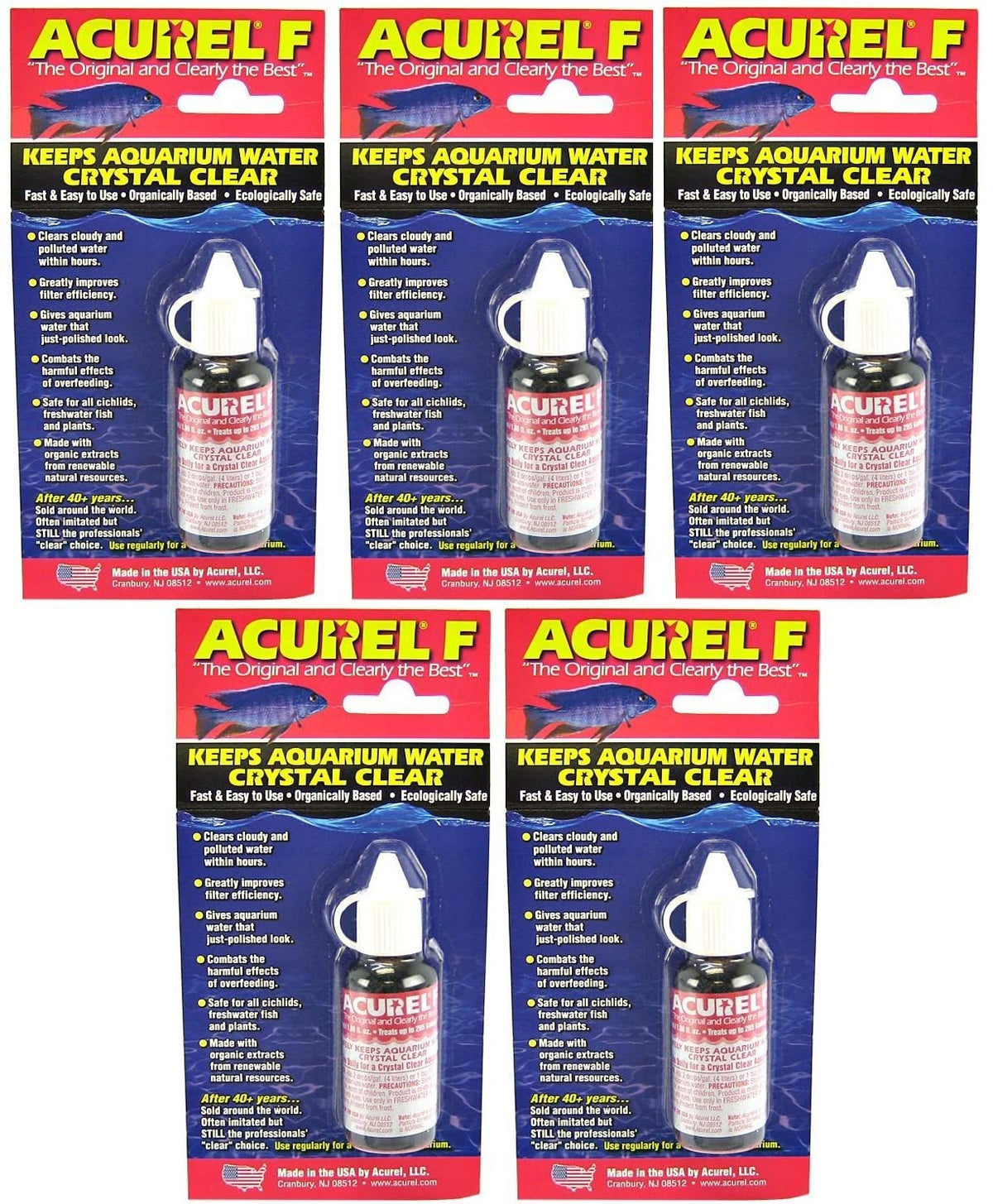 Acurel F clarificador de agua para acuarios, botella, mejora la claridad y la eficiencia del filtro.