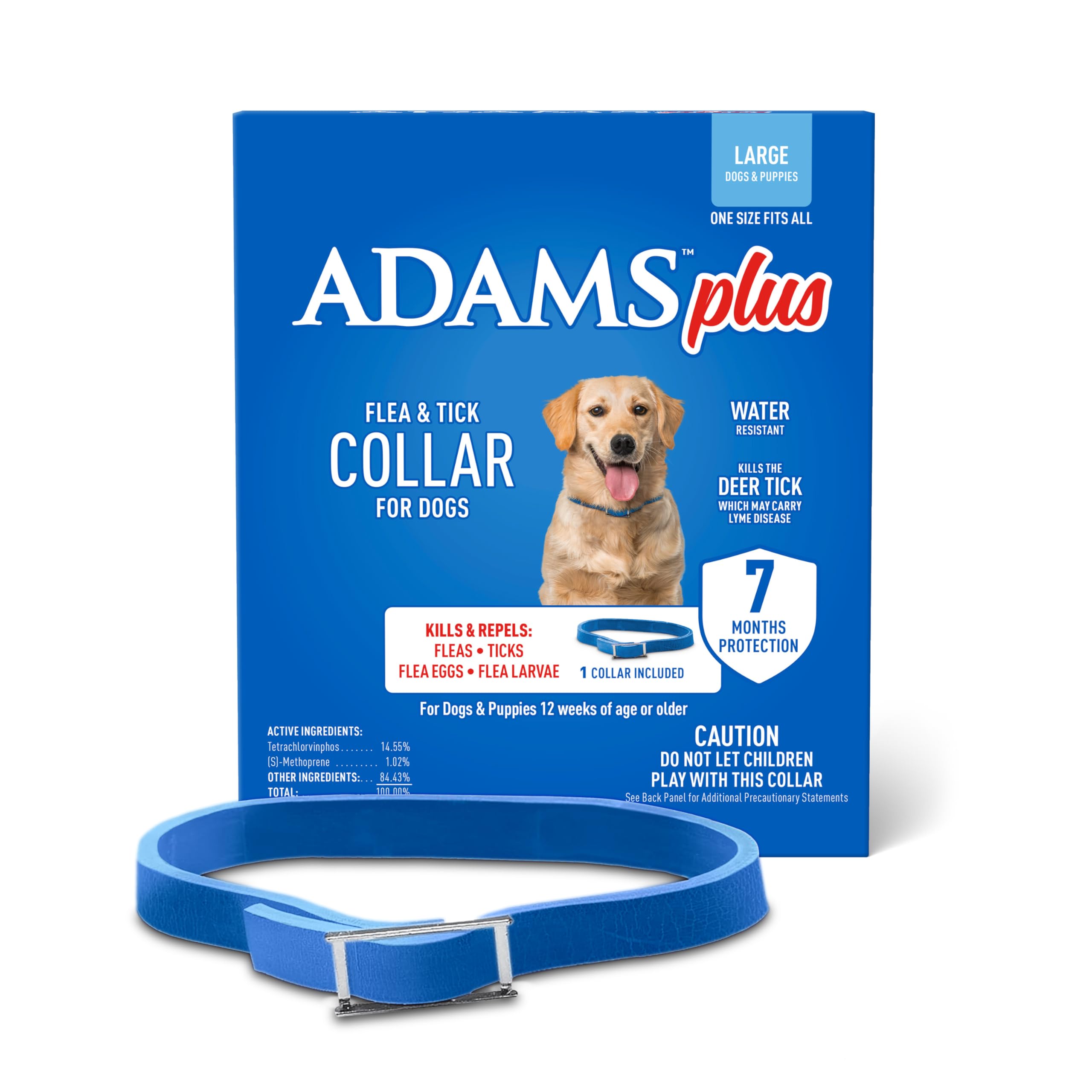 Collar Adams Plus para pulgas y garrapatas en perros, uso diario seguro