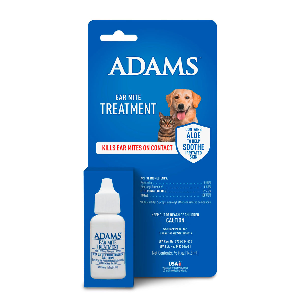 Tratamiento Adams para ácaros de orejas en perros y gatos