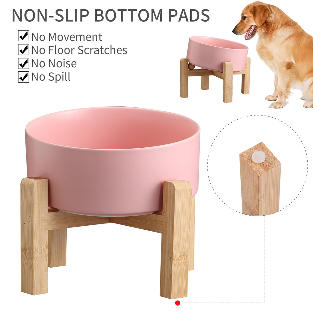 Addggo tazón cerámico anti-deslizante con soporte de bambu para comer estable.