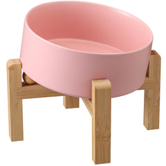 Addggo tazón cerámico elevado 15° rosa con base antideslizante mantiene la comida estable.