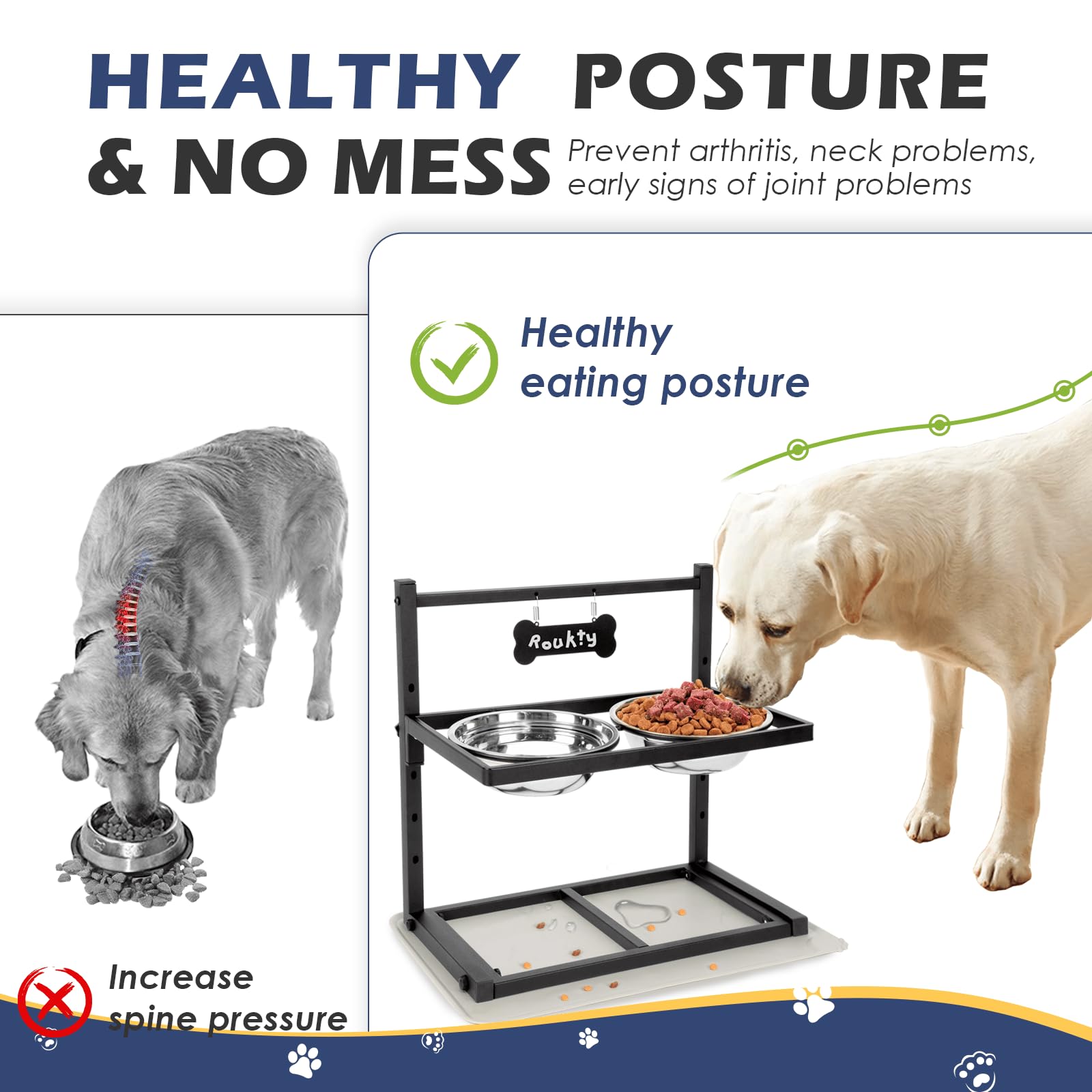 ADENGL cinco-alturas-ajustables permiten adaptar la altura según el tamaño del perro.