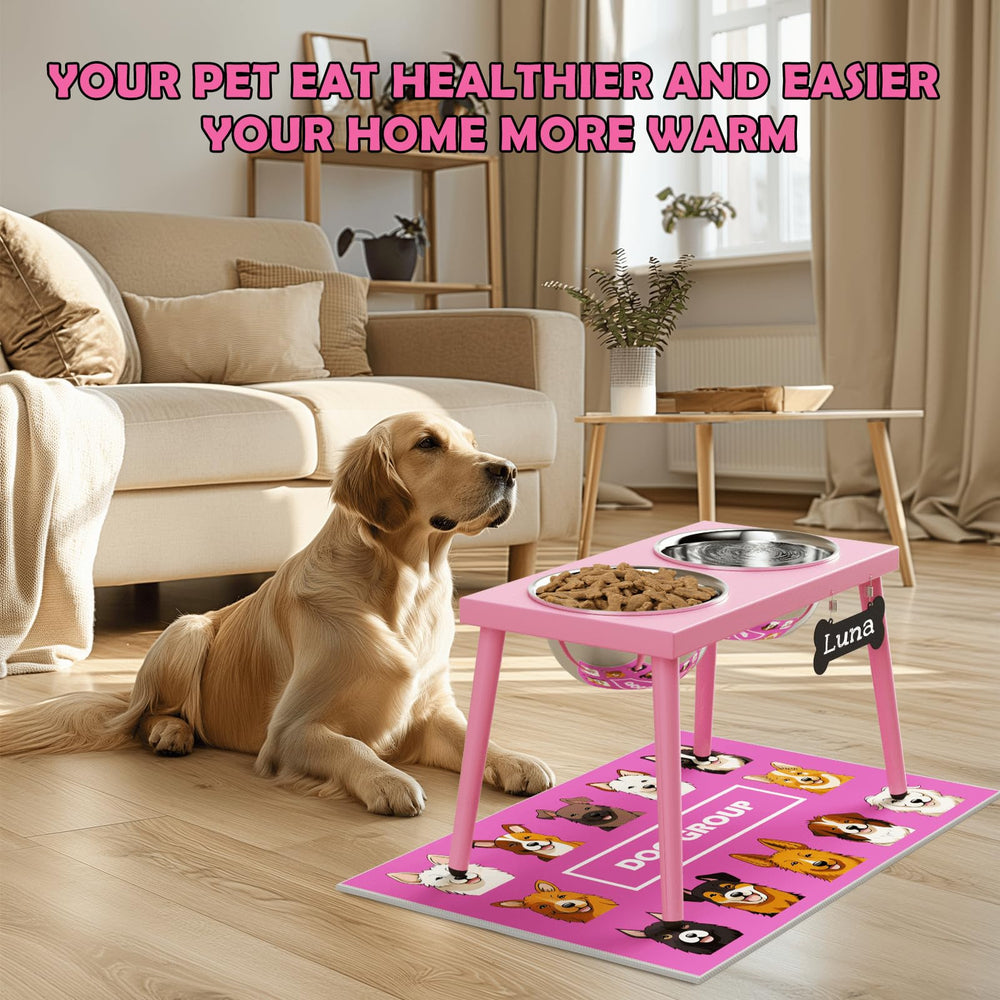 ADENGL soporte ajustable en 3 niveles en rosa para perros en crecimiento.
