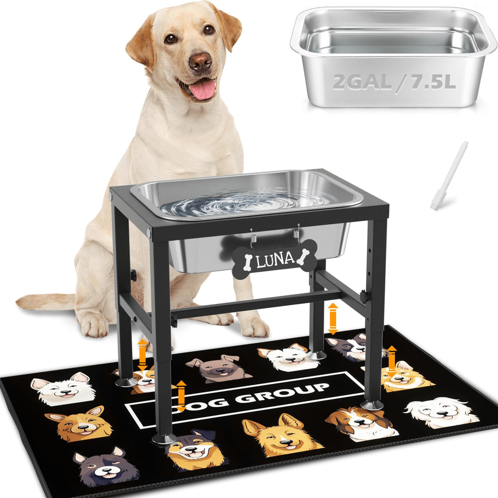 ADENGL bebeder elevado 2 galones para mascotas grandes, vista frontal.