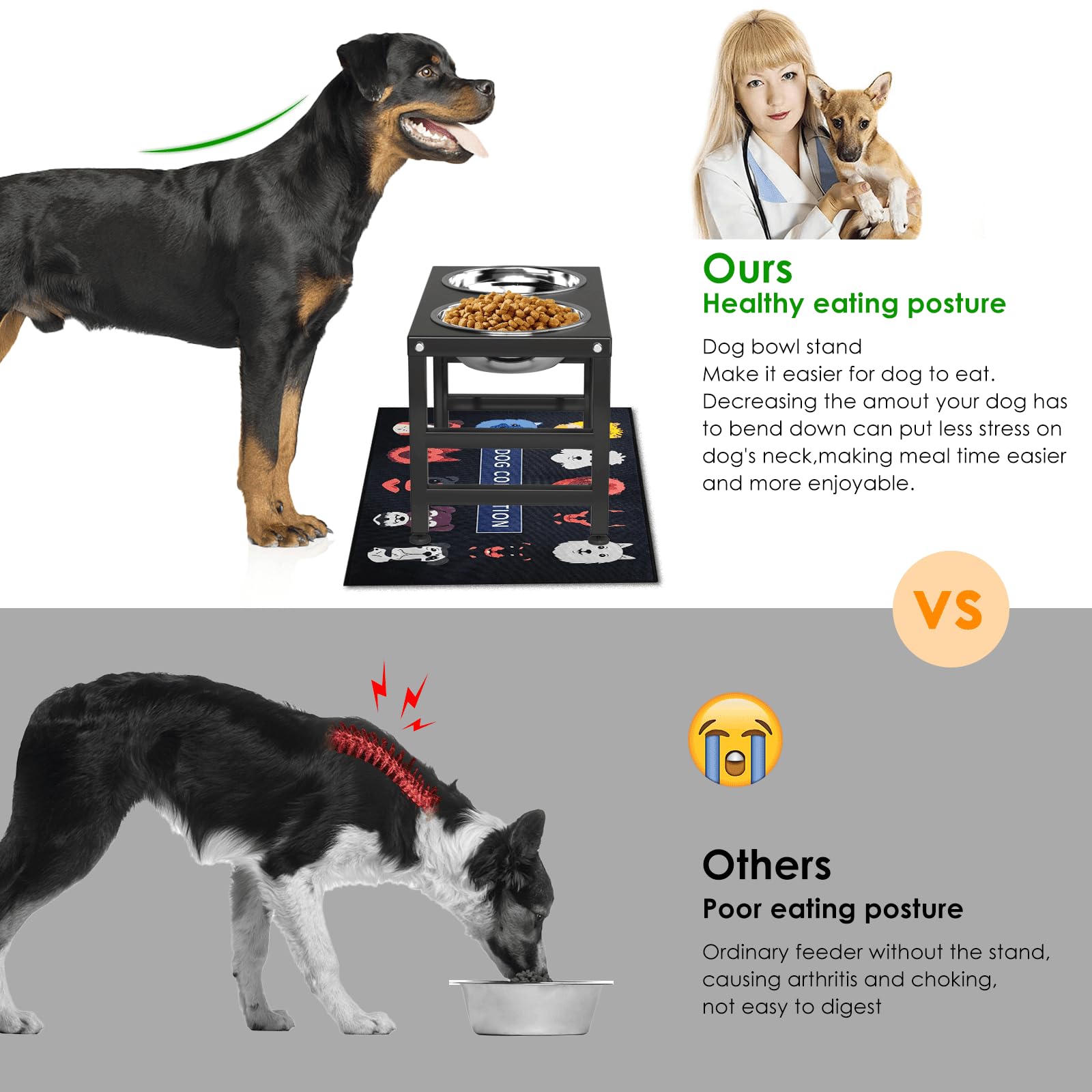 ADENGL soporte elevado para perros, altura ergonómica para comer.