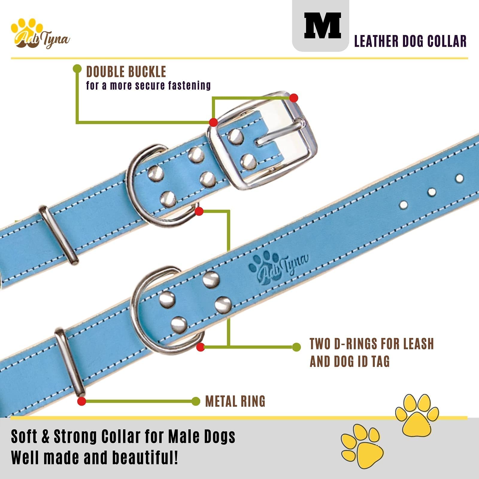 Collar ADITYNA para cuellos de 13 a 20 pulgadas, ajuste seguro.