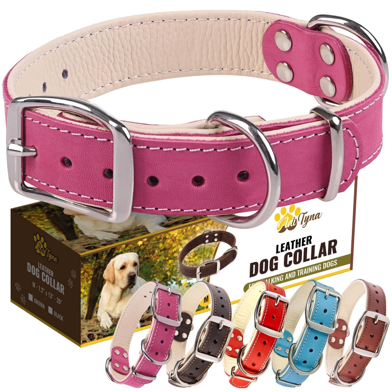 ADITYNA collar de piel rosa, relleno suave para confort en días activos.
