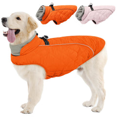 ADNIKIA abrigo-perro-con-arnes-naranja-tamano-mediano exterior, chaqueta cálida para paseos.