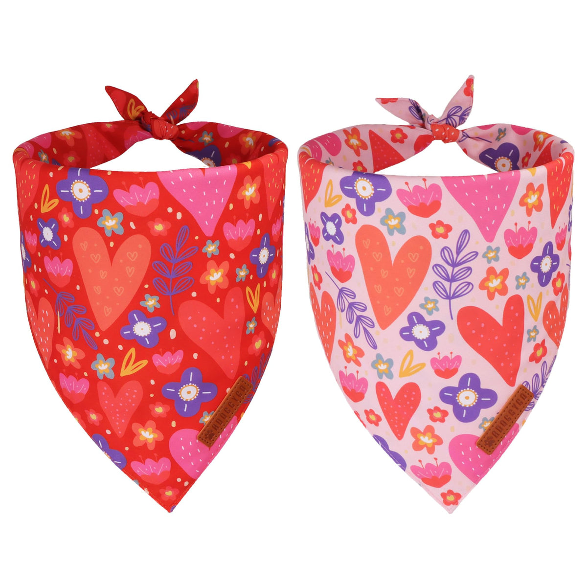 ADOGGYGO Bandana corazon-floral rojo, ideal para paseos y sesiones de fotos festivas