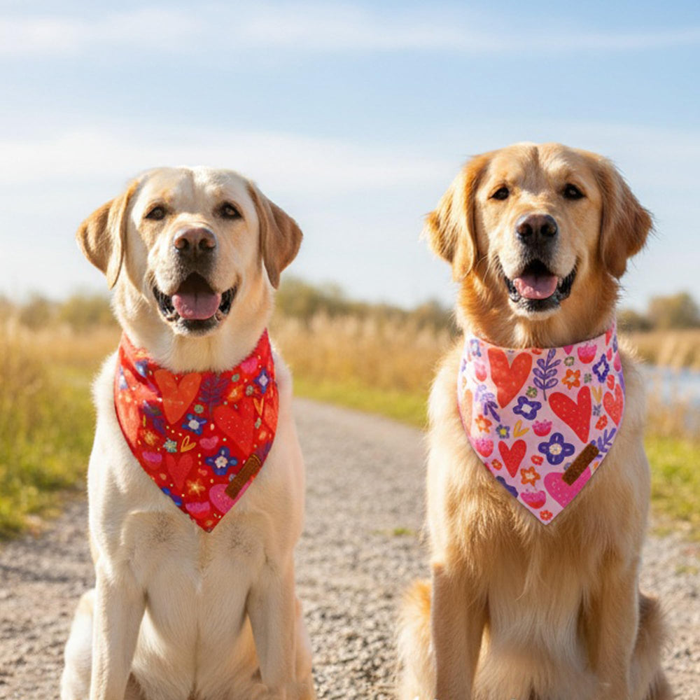 ADOGGYGO Bandana corazon-floral rosado, aporta estilo para eventos caninos