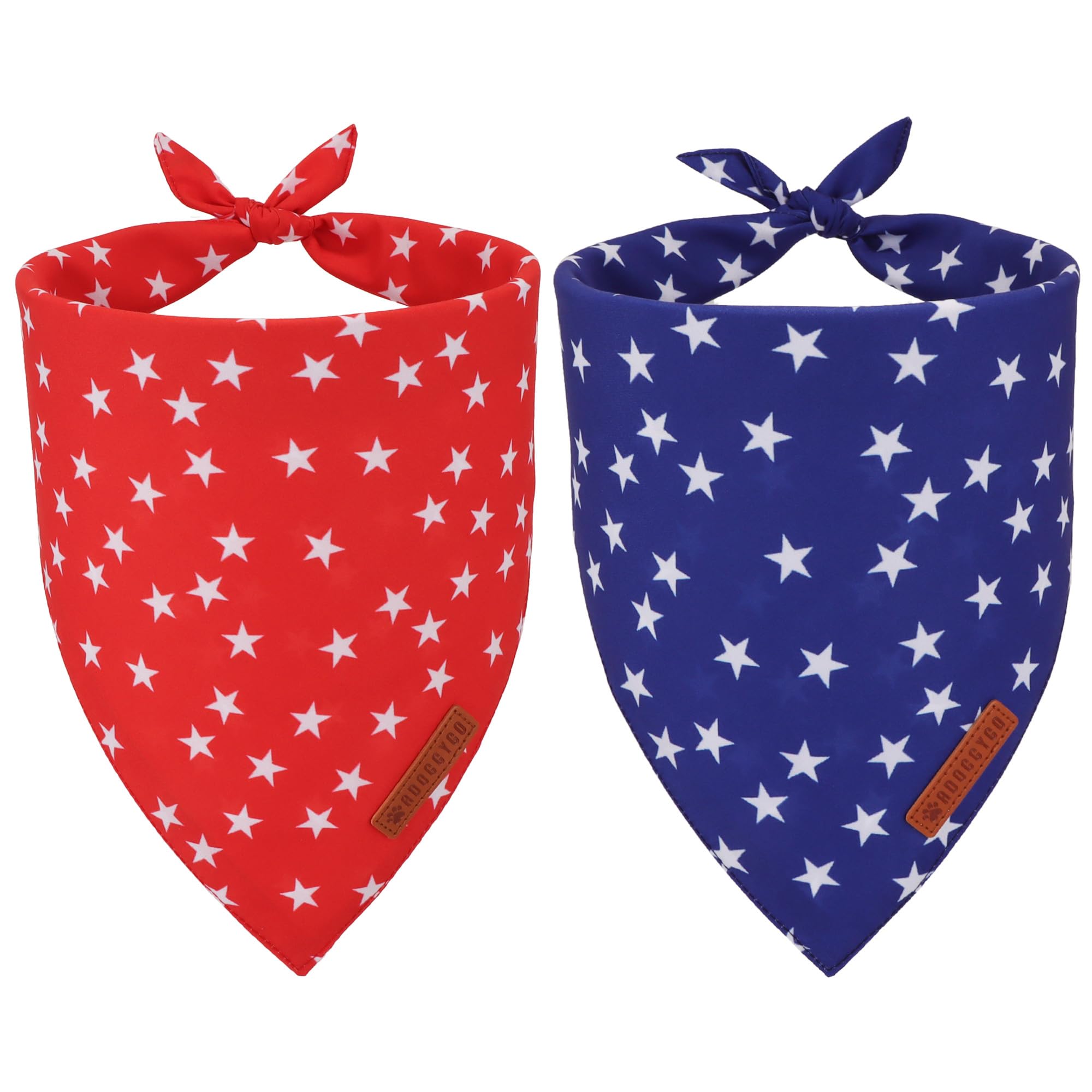 Bandana ADOGGYGO estrella rojo y azul para perros, estilo patriótico.