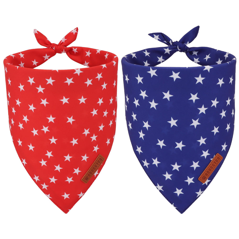 Bandana ADOGGYGO estrella rojo y azul para perros, estilo patriótico.