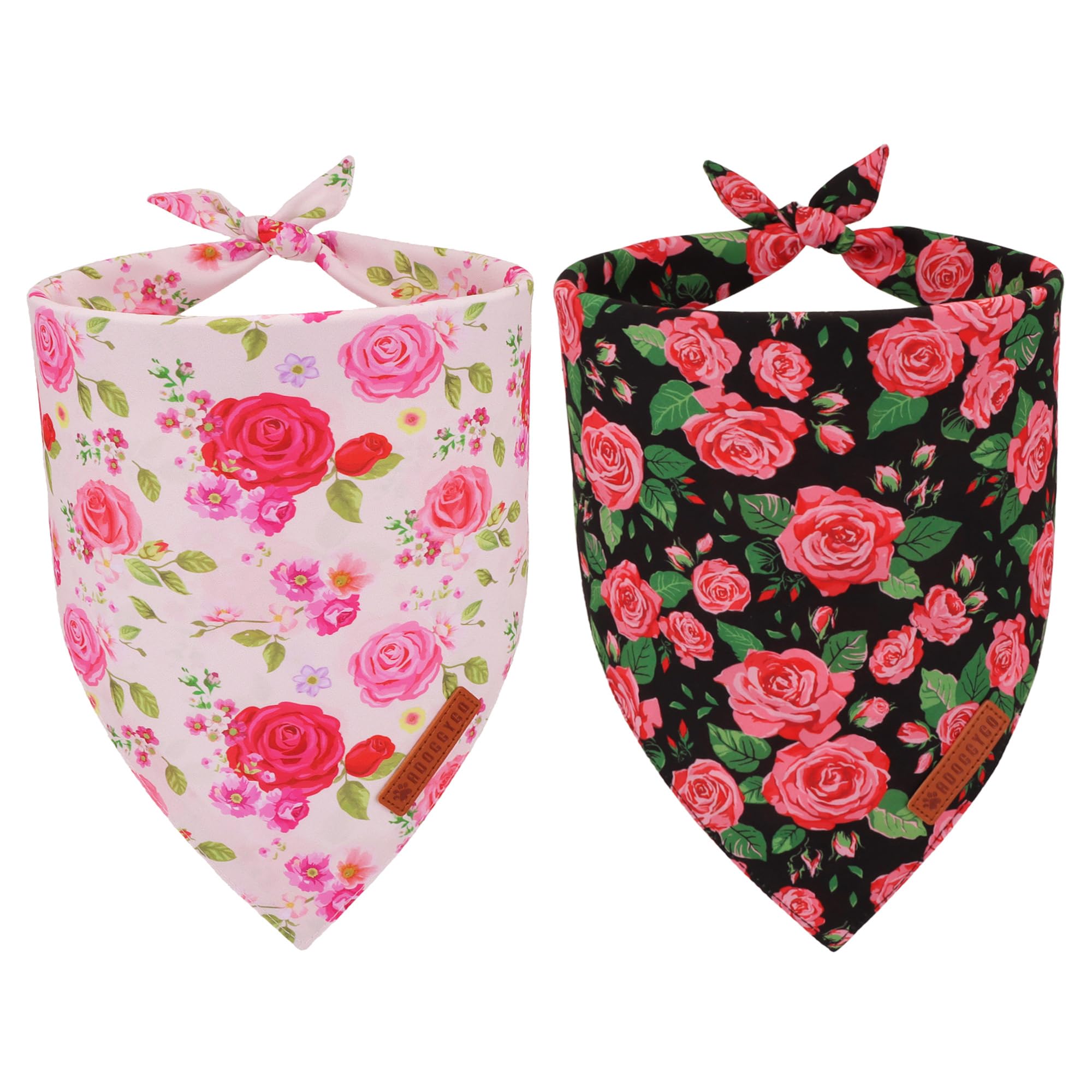 Bandana floral ADOGGYGO con rosas rojas para paseos con estilo.