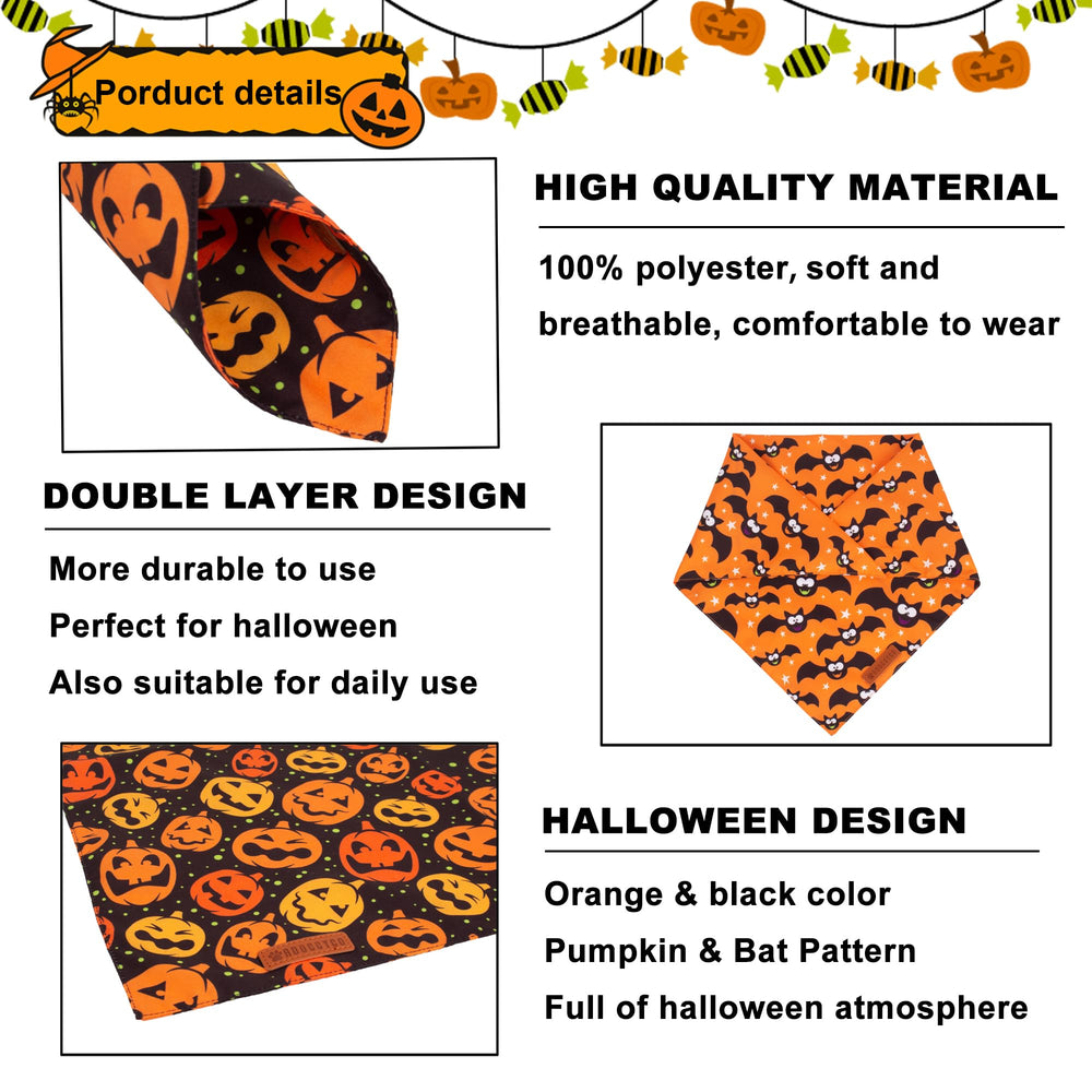Bandana ADOGGYGO para gatos, calabaza negra, ajuste cómodo
