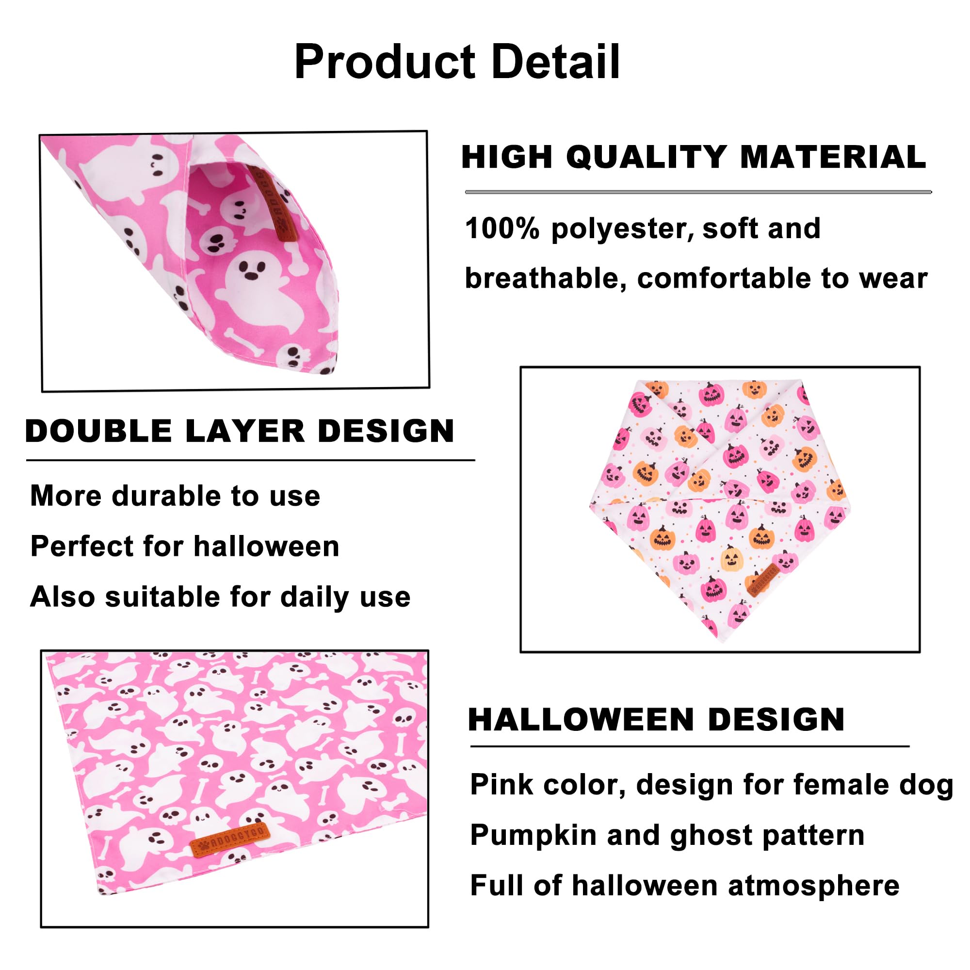 Costuras limpias y resistentes en ADOGGYGO Bandana Halloween