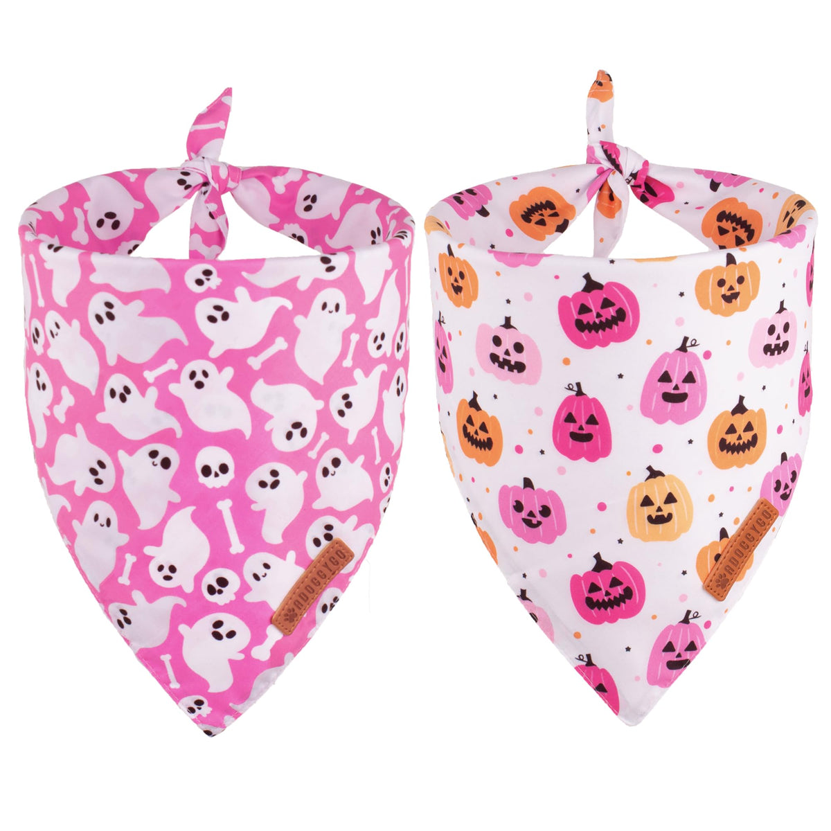 Bandana Halloween ADOGGYGO rosa con fantasma para paseos festivos