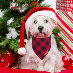 Bandana ADOGGYGO blanca con cuadros, añade estilo navideño y comodidad diaria.