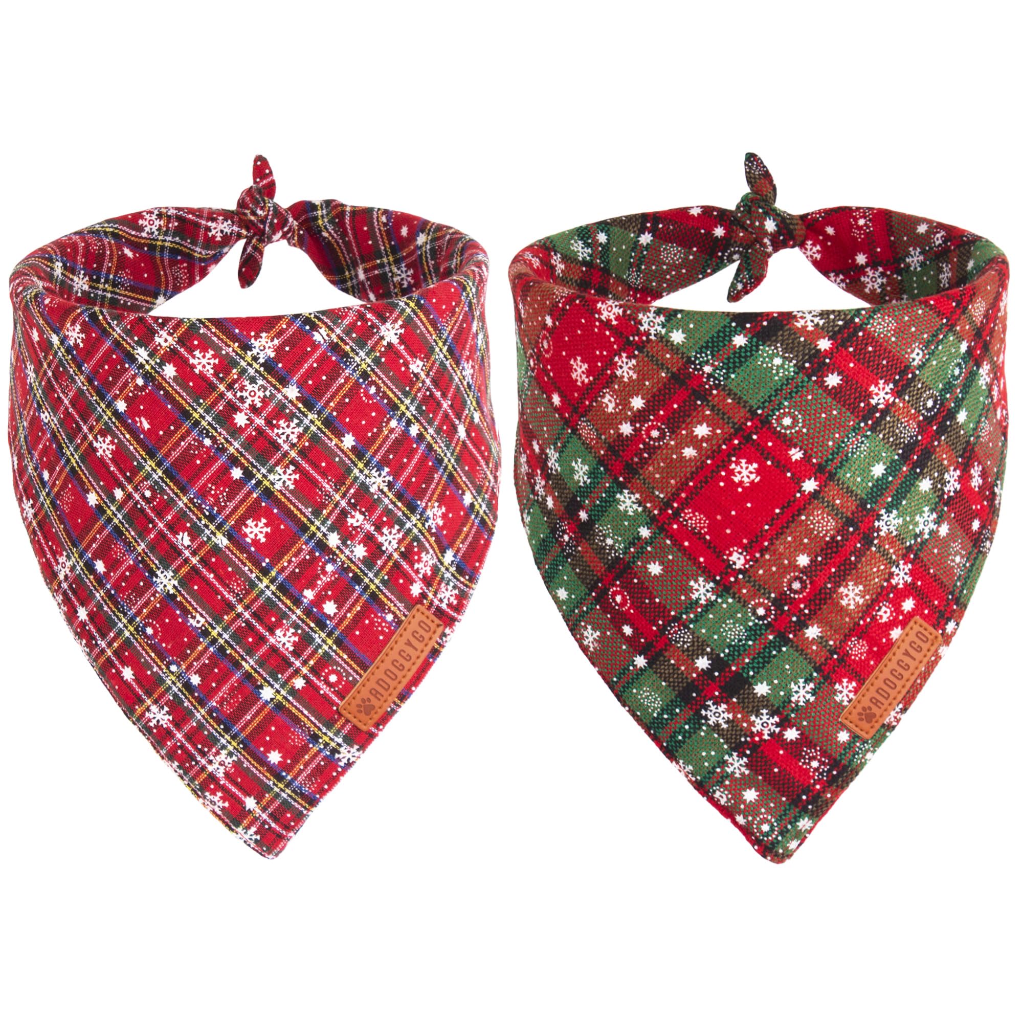 ADOGGYGO Bandana navidad perro cuadro nieve rojo realza la apariencia festiva.