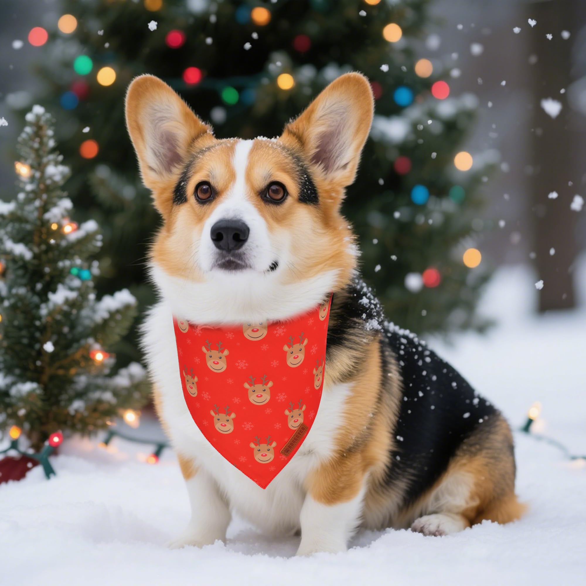 ADOGGYGO Bandana roja navideña con diseño clásico, ajuste cómodo para el cuello del perro.