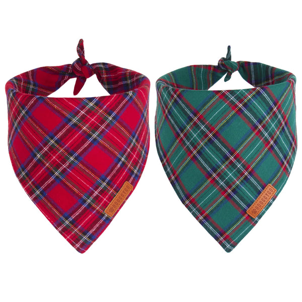 Pañuelo navideño ADOGGYGO para perro rojo con cuadros, ideal para la navidad.