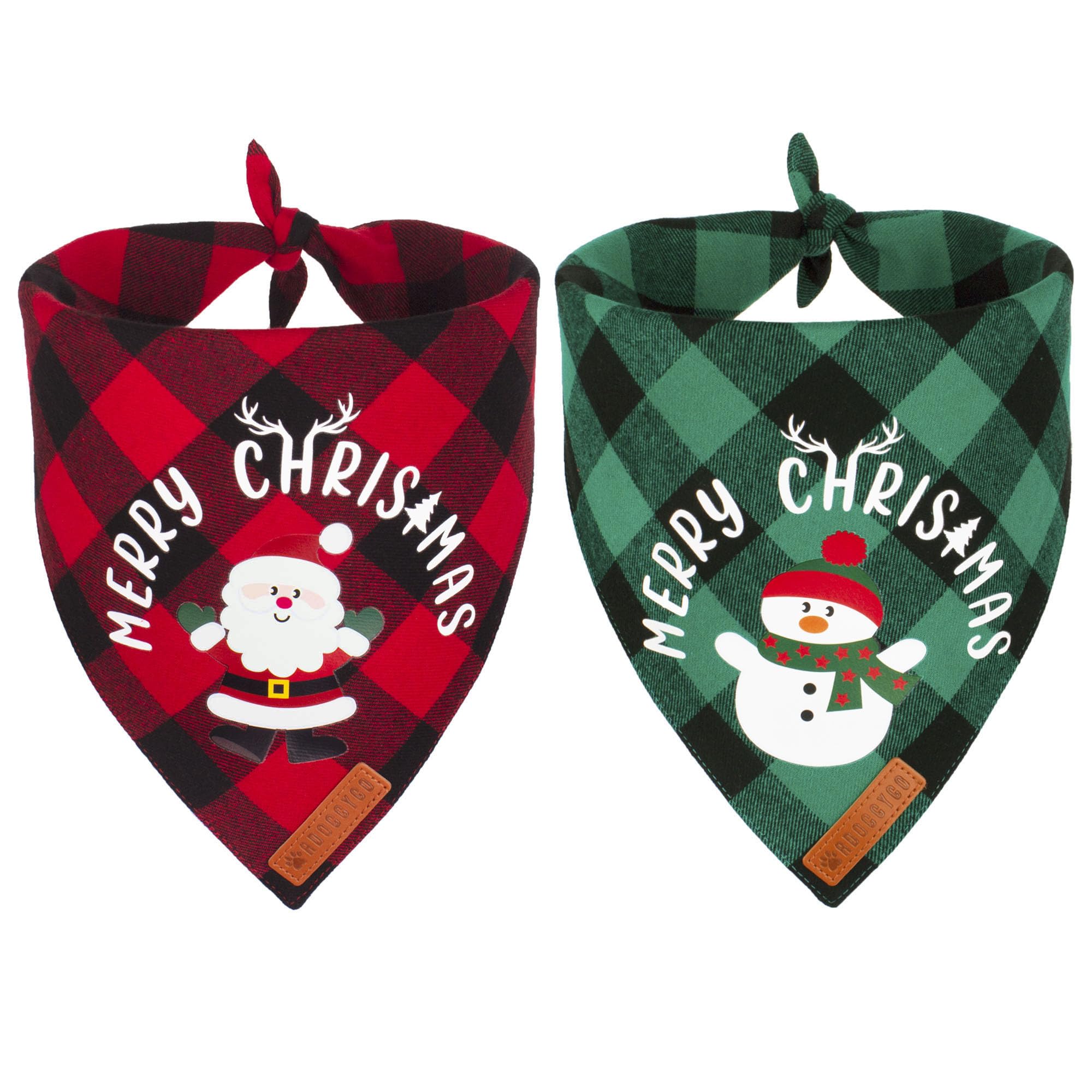 Bandana navideña ADOGGYGO para perro, diseño rojo-verde a cuadros ideal para fiestas.