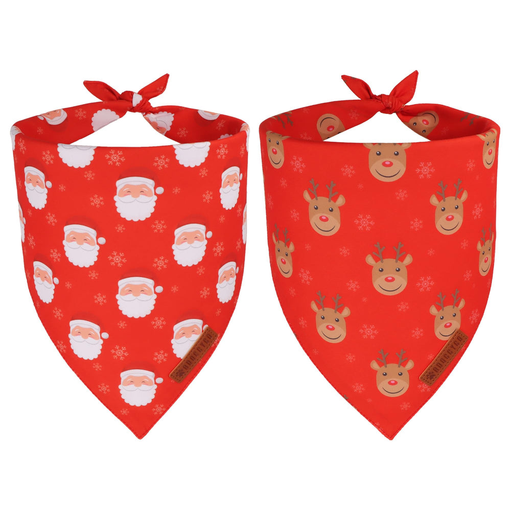 ADOGGYGO Bandana navideña para perros con Santa y renos, ideal para fotos festivas.