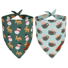 ADOGGYGO bandana navideña verde para perro pequeño con muñecos de nieve