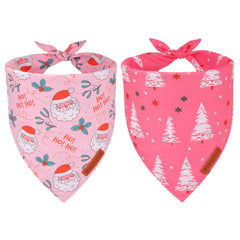 Bandana navidad rosa ADOGGYGO con Santa, ideal para lucir durante fiestas.