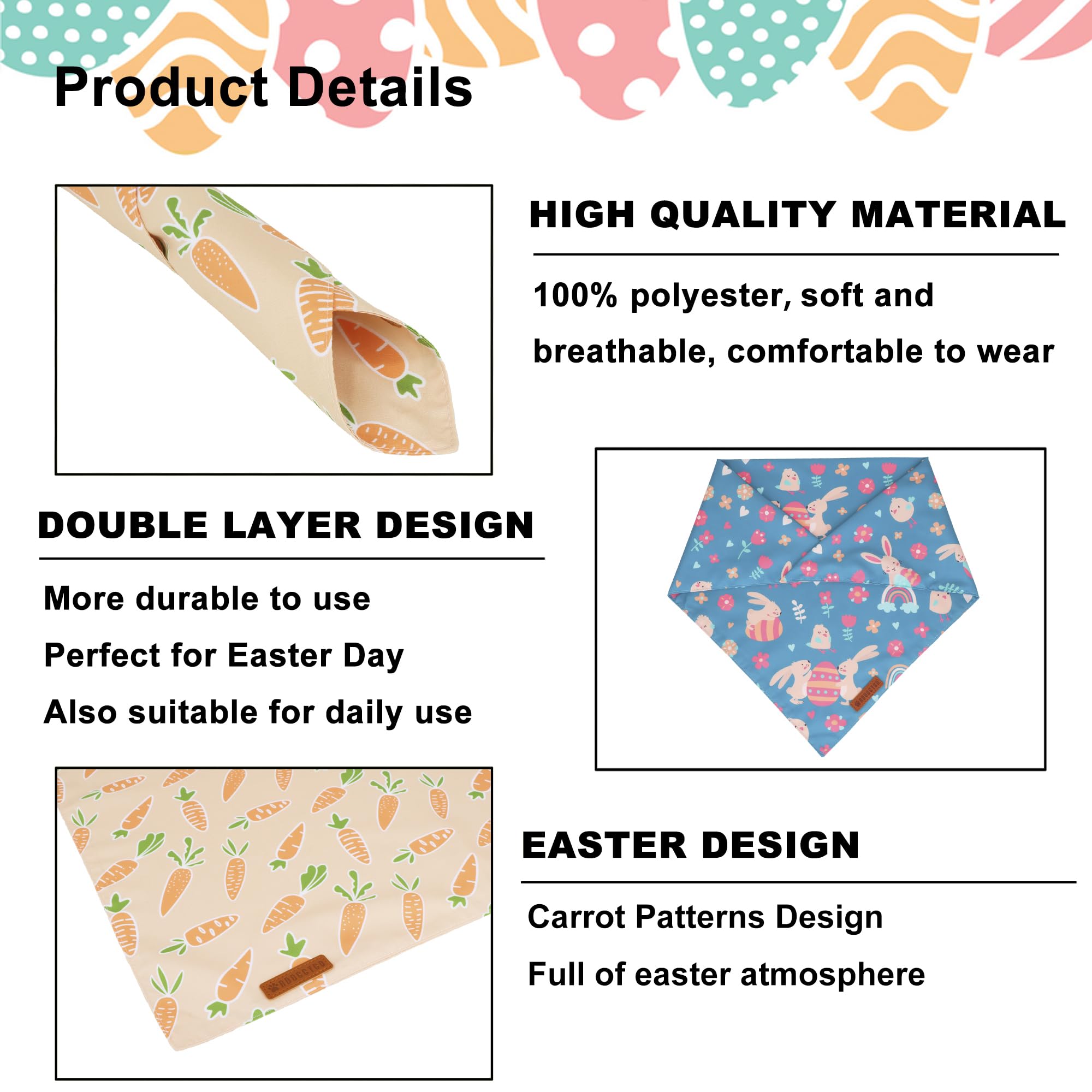 ADOGGYGO Bandana de Pascua para paseos diarios, añade estilo sin complicaciones.