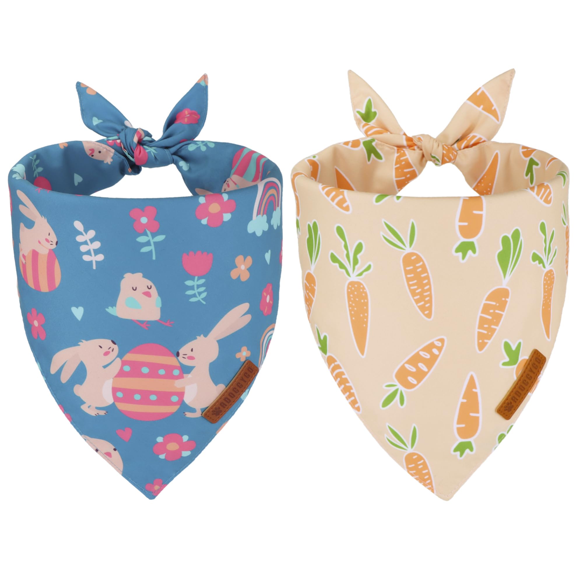 ADOGGYGO Bandana de Pascua azul con conejo, ideal para fotos festivas.
