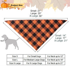 Bandana extra grande ADOGGYGO para perro, naranja a cuadros, opción para tallas extragrandes