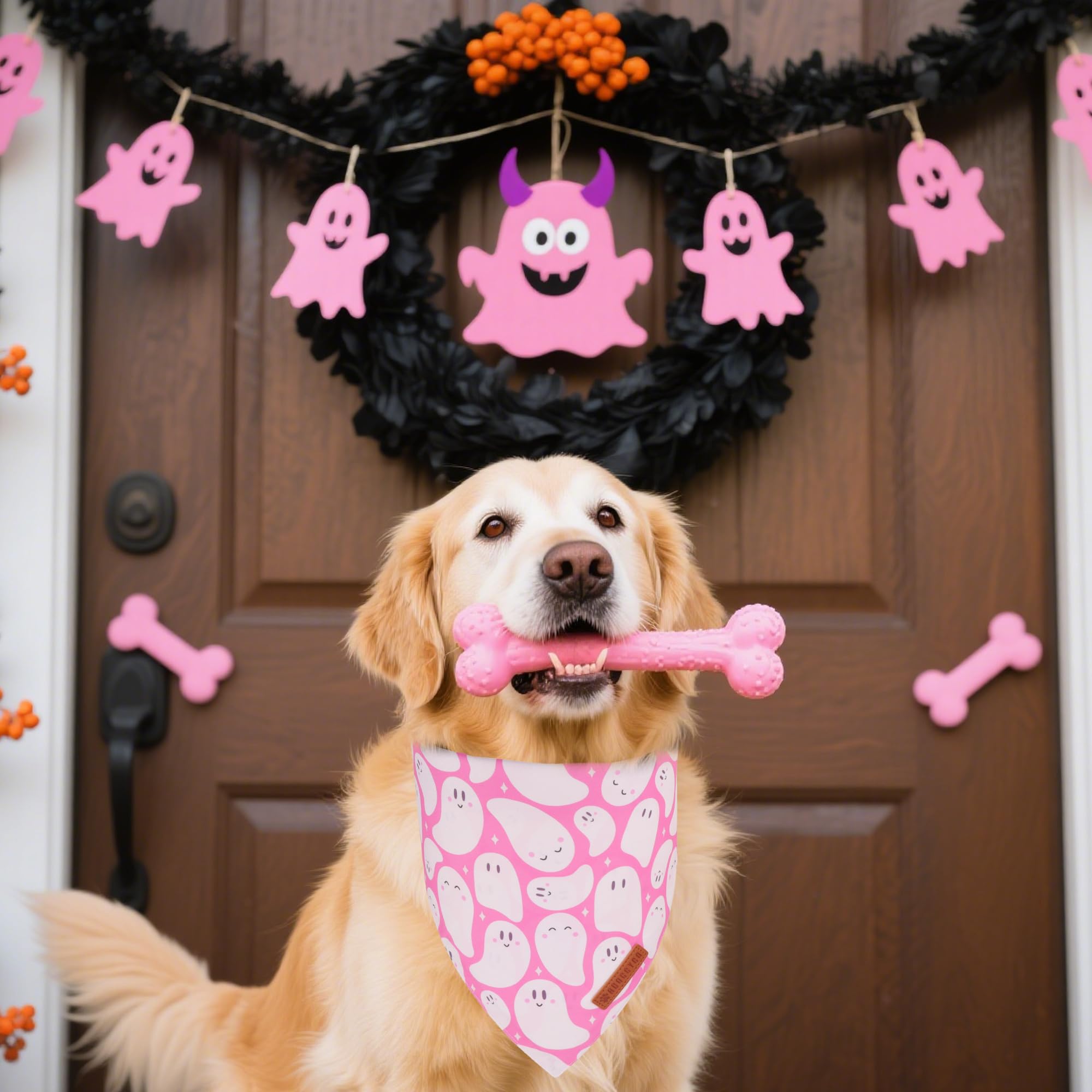 Bandana ADOGGYGO de doble capa rosa, suave poliéster para mayor durabilidad.