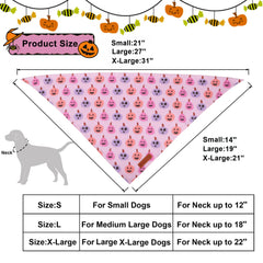 Bandana Halloween rosa de ADOGGYGO con ajuste ajustable para perros grandes.