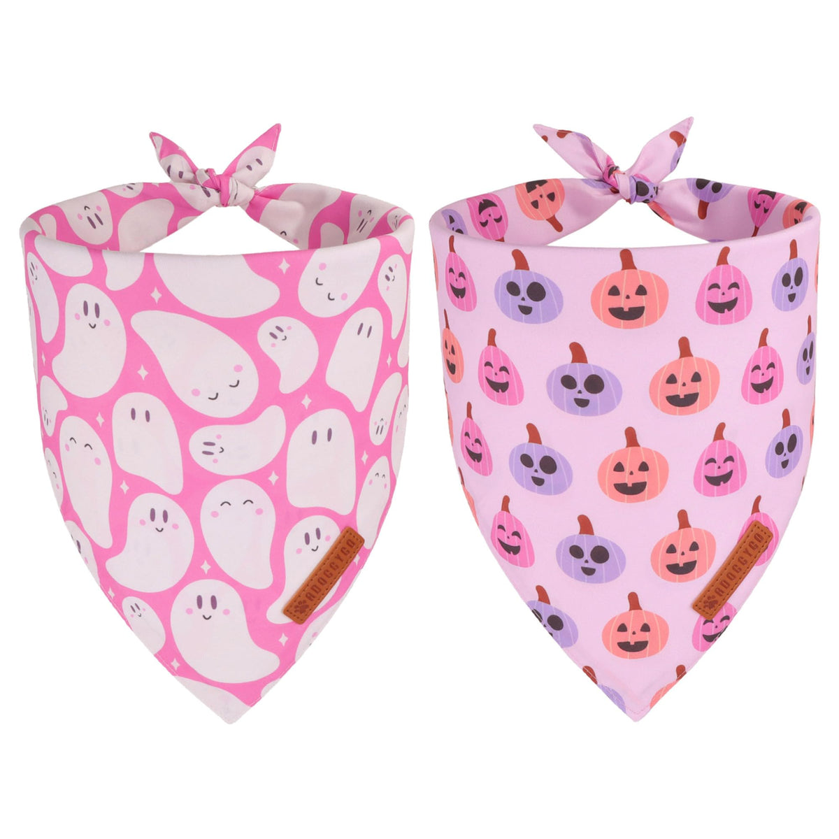 Bandana ADOGGYGO rosa con fantasma para perro, ideal para Halloween y estilo festivo.