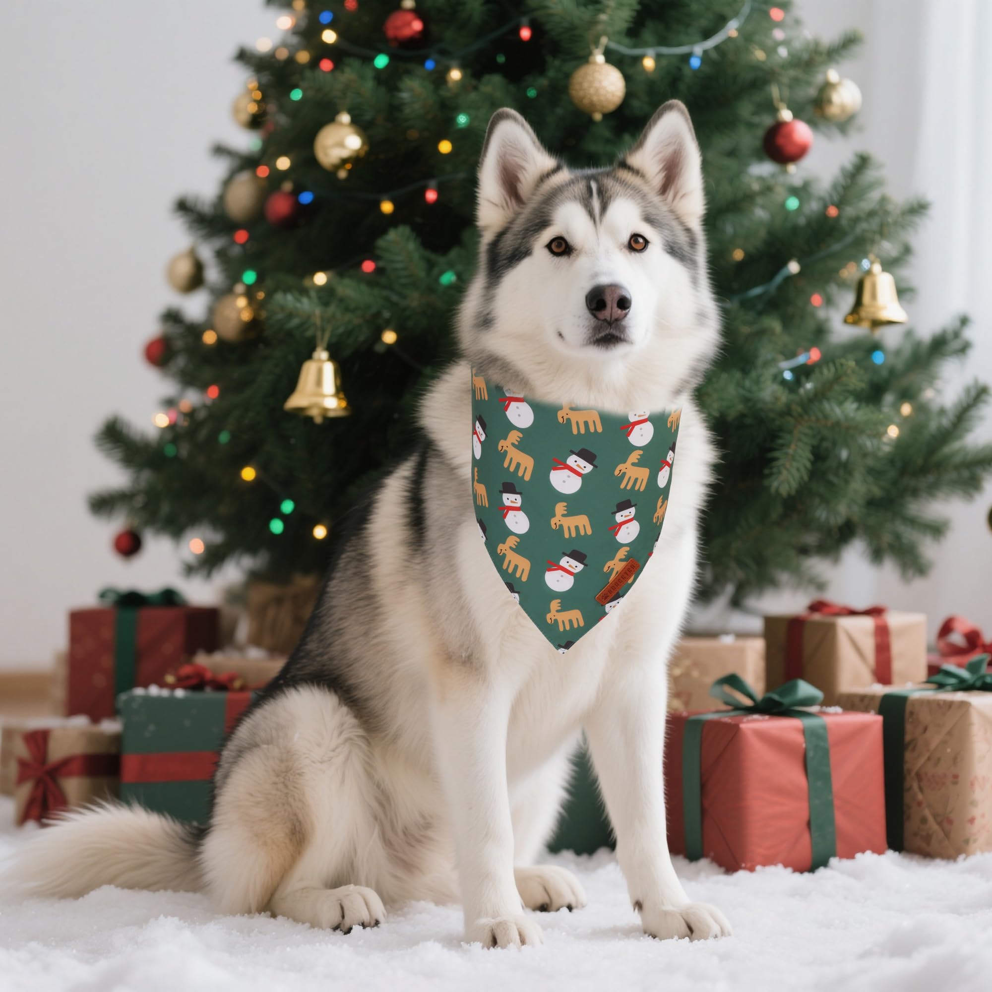 ADOGGYGO Bandana navidad XL ajustable, ideal para cuello ancho durante paseos invernales