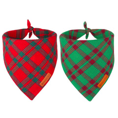 Bandana ADOGGYGO para perro en cuadros rojos, ideal para Navidad y fotos festivas.